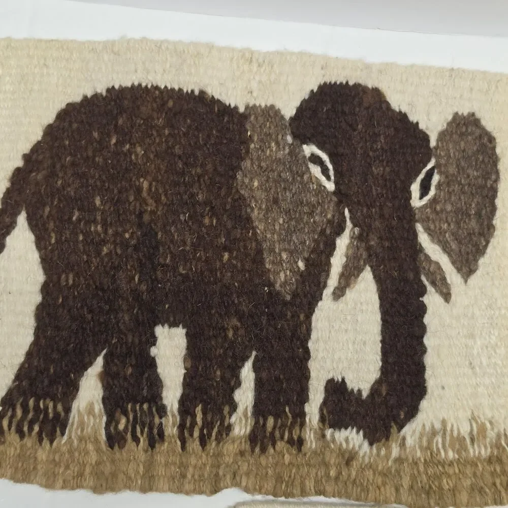 Vintage Hand Woven Wool African Wild Animals Elephant Lion Rhino Placemats